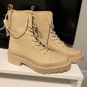NWT Zara Nude Combat Boots Size 10